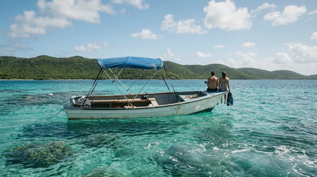 Snorkeling boat and gear ready to depart, illustrating the cost of a snorkeling tour in Antigua